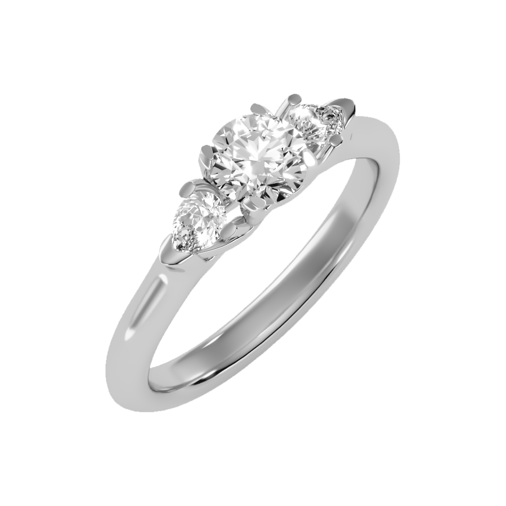 Blazing Tri Stone Ring In 925 Sterling Silver - Five