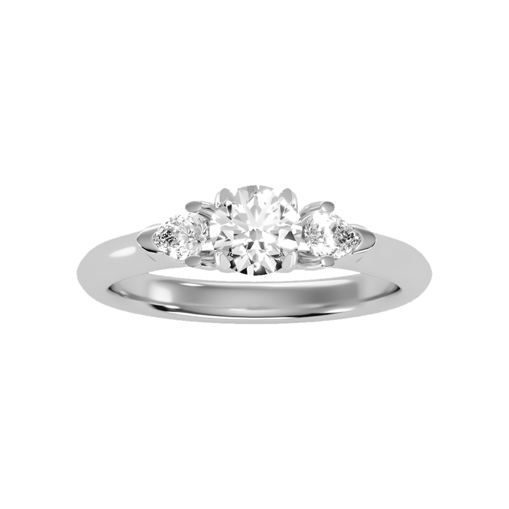 Blazing Tri Stone Ring In 925 Sterling Silver - Six