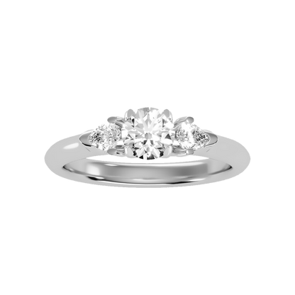 Blazing Tri Stone Ring In 925 Sterling Silver - Six