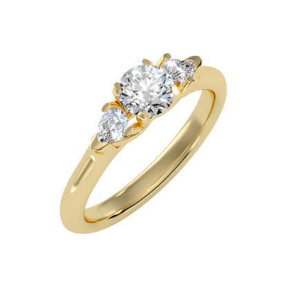 Blazing Tri Stone Ring In 925 Sterling Silver - Nine