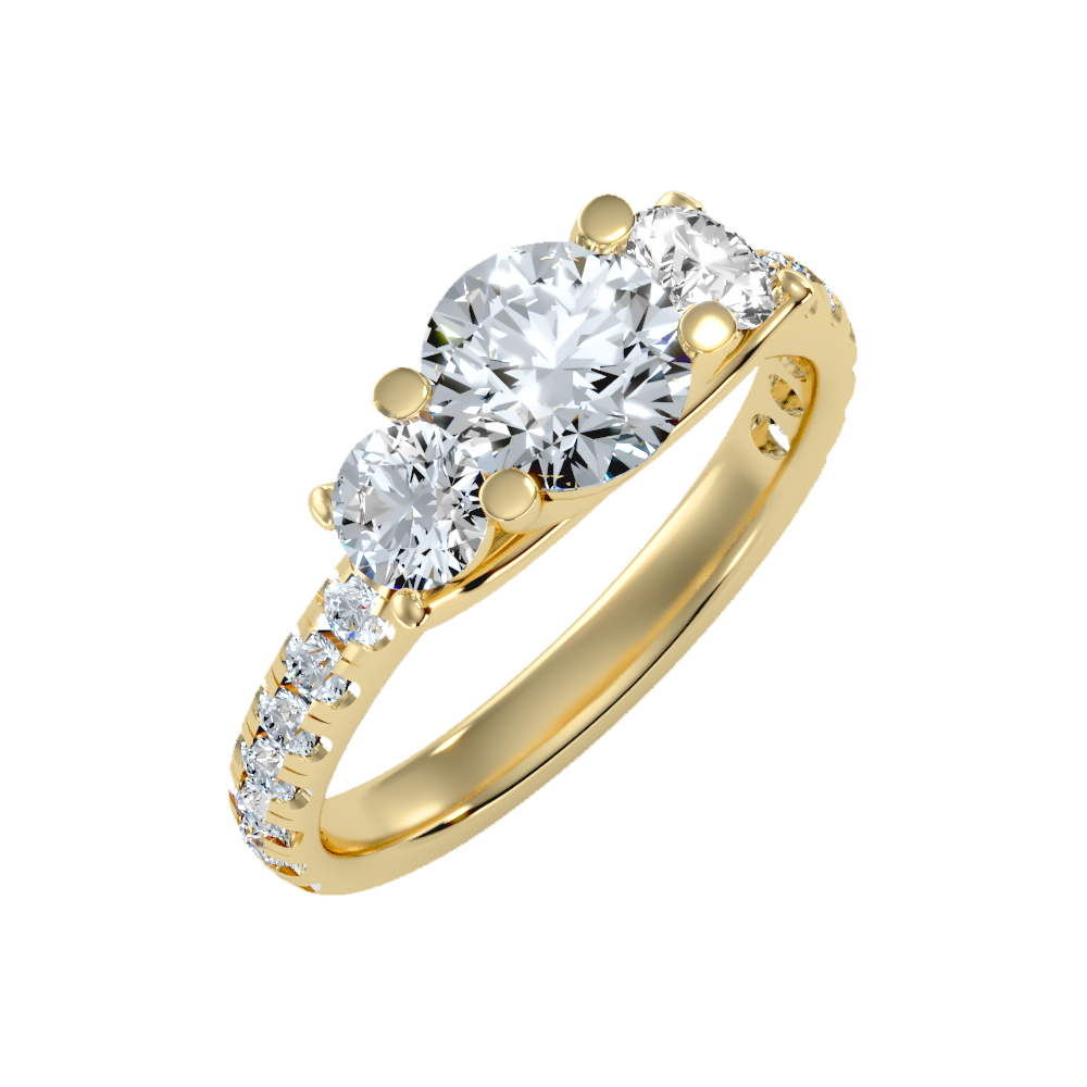 Blossomy Tri Stone Ring In 925 Sterling Silver - One