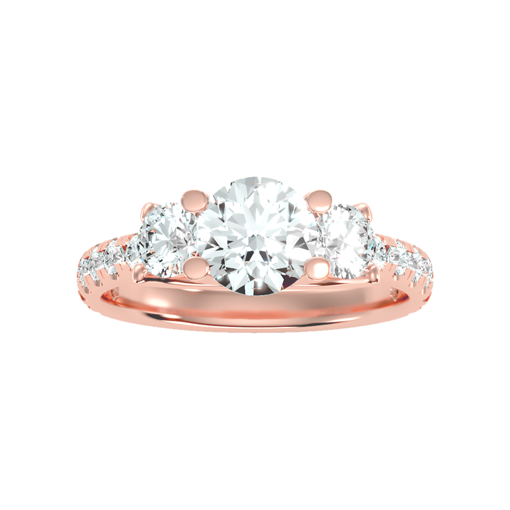 Blossomy Tri Stone Ring In 925 Sterling Silver - Ten