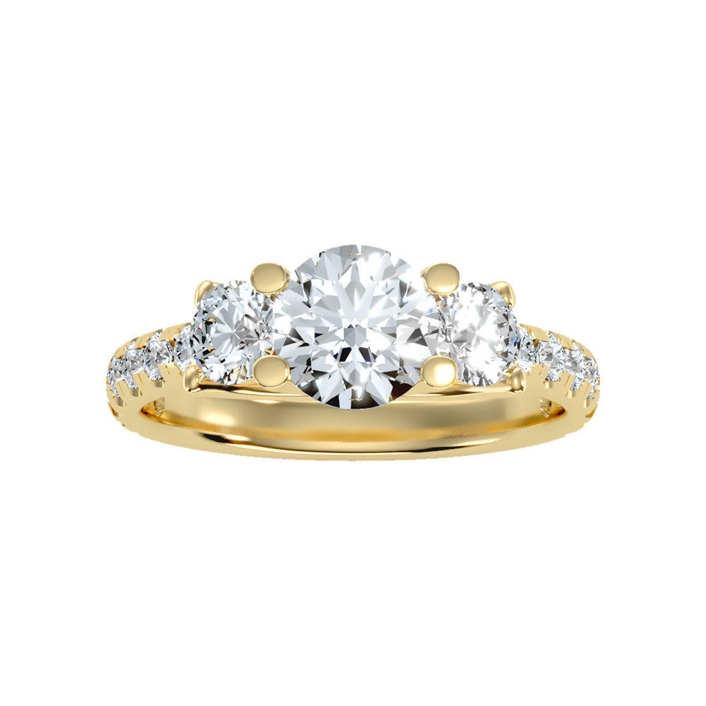 Blossomy Tri Stone Ring In 925 Sterling Silver - Two