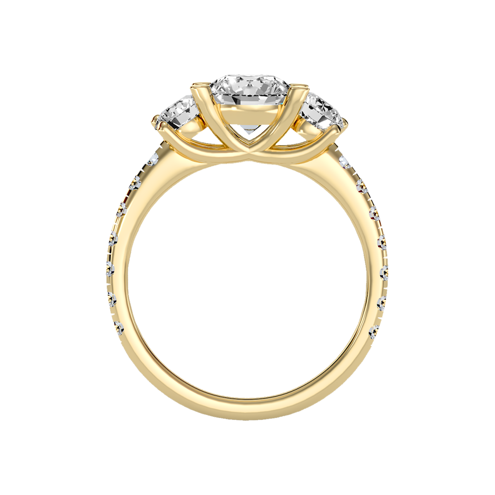 Blossomy Tri Stone Ring In 925 Sterling Silver - Four