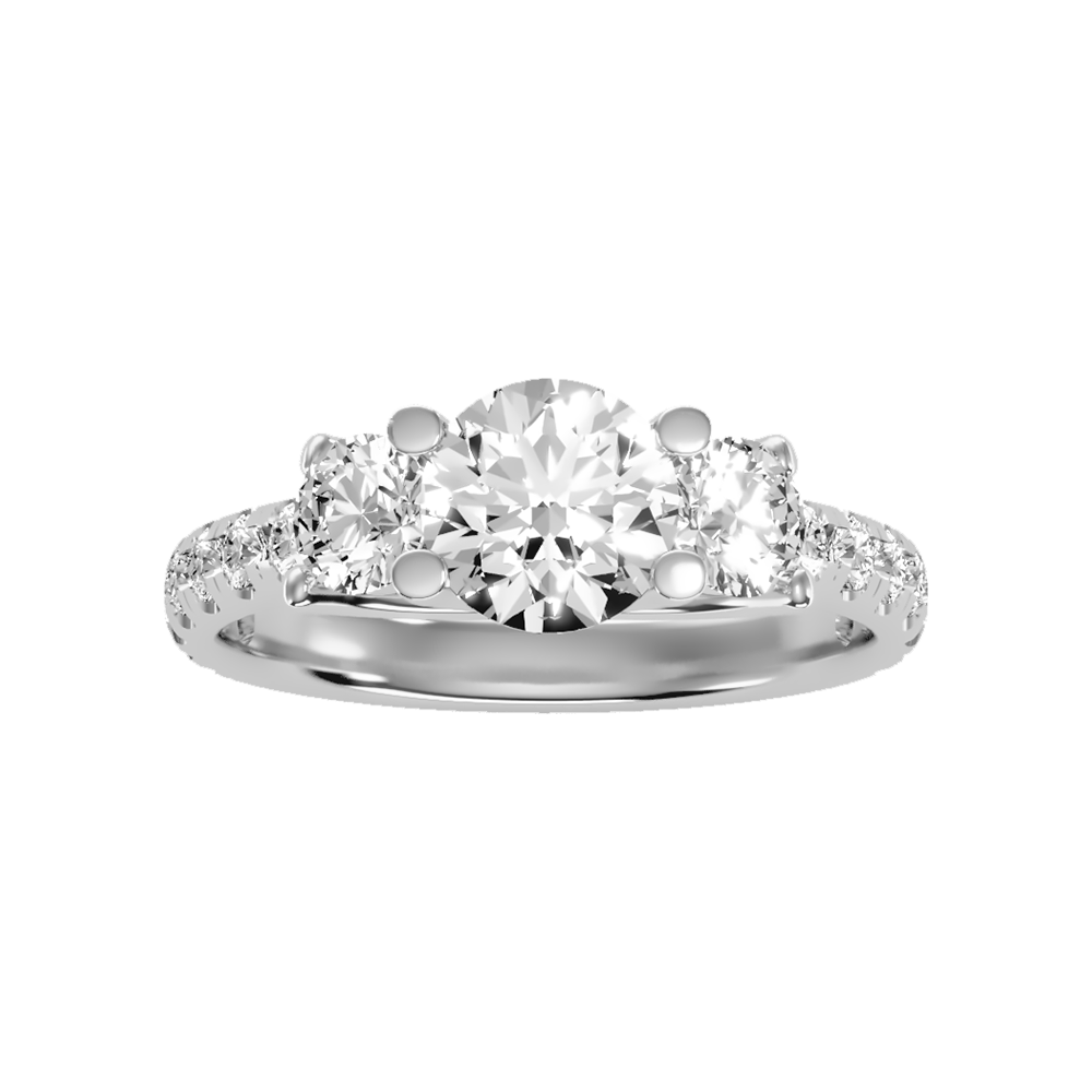 Blossomy Tri Stone Ring In 925 Sterling Silver - Six