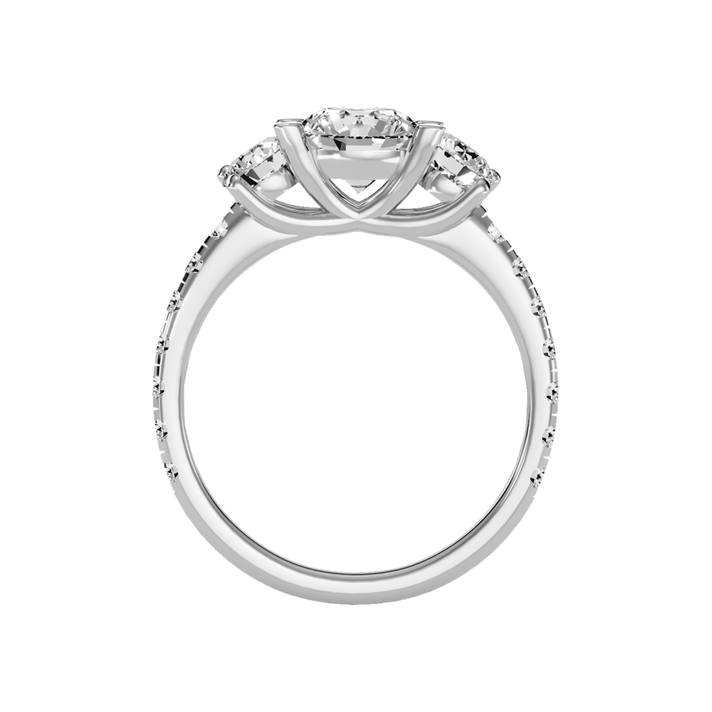 Blossomy Tri Stone Ring In 925 Sterling Silver - Eight