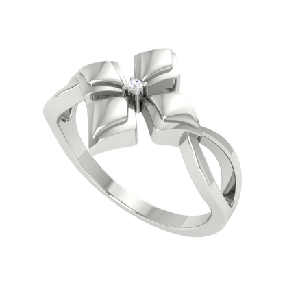 Blossom Loop Single Stone Ring In 925 Sterling Silver - Five