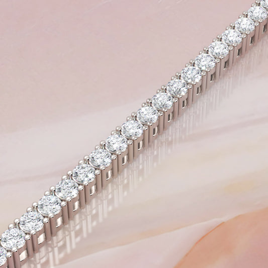 Sterling Silver Round Cut Tennis Bracelet with Adjustable Clasp
