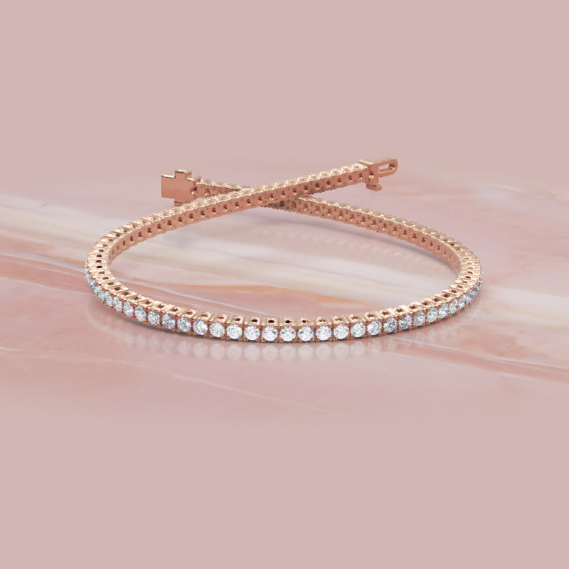 Sterling Silver Round Cut Tennis Bracelet with Adjustable Clasp