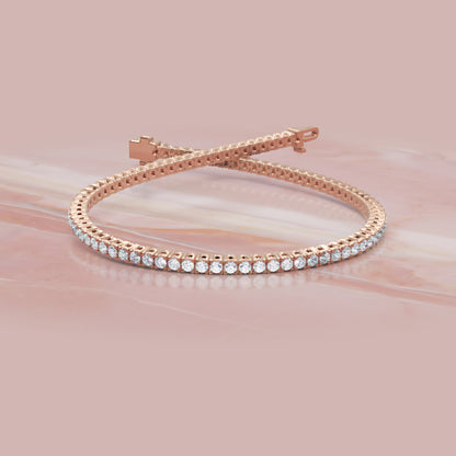 Sterling Silver Round Cut Tennis Bracelet with Adjustable Clasp