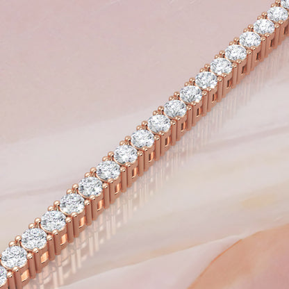 Sterling Silver Round Cut Tennis Bracelet with Adjustable Clasp