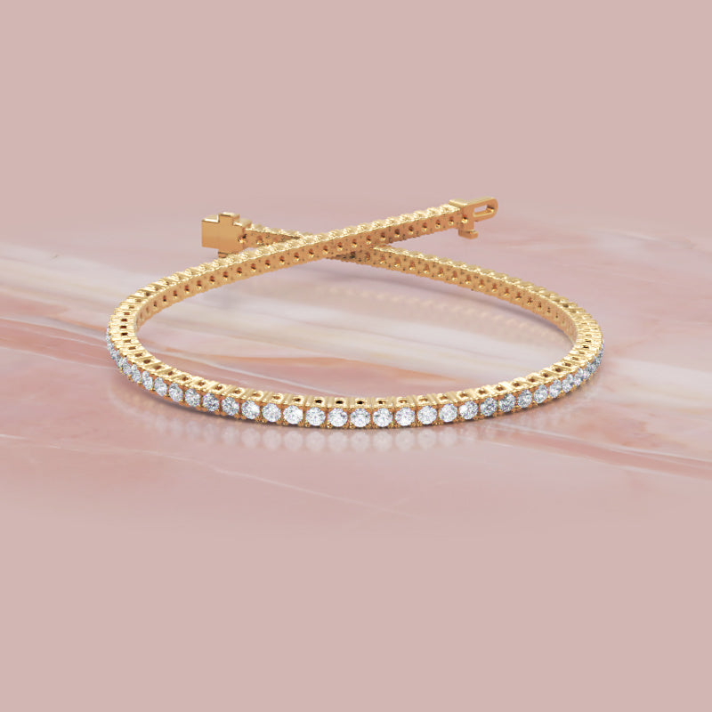 Sterling Silver Round Cut Tennis Bracelet with Adjustable Clasp