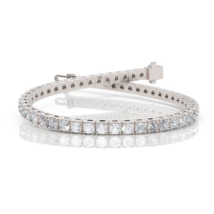 Diamond Tennis Bracelet In White Gold With Secure Clasp - Three