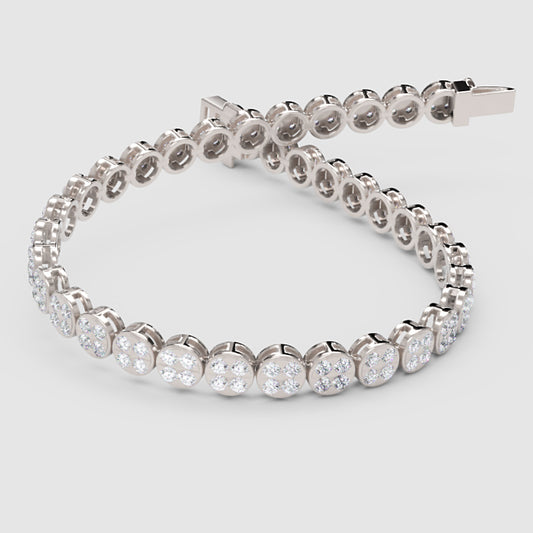 Sterling Silver Round Bezel Set Diamond Tennis Bracelet