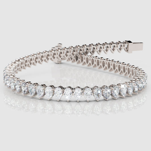 Pear Cut Diamond Tennis Bracelet in White Gold