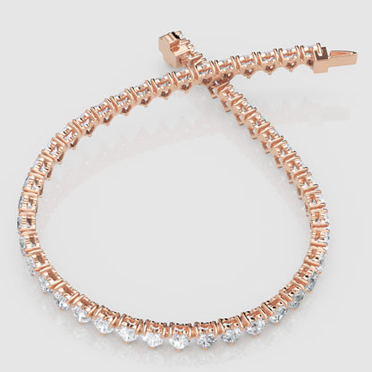 Rose Gold Heart Shaped Diamond Tennis Bracelet - Three