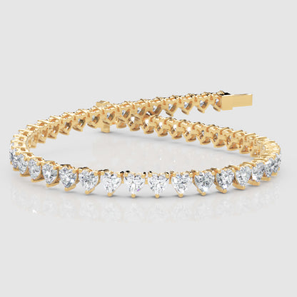 Rose Gold Heart Shaped Diamond Tennis Bracelet - Five