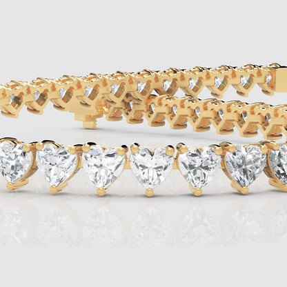 Rose Gold Heart Shaped Diamond Tennis Bracelet - Seven