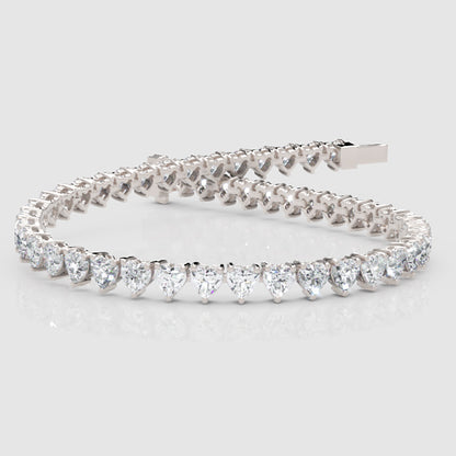 Rose Gold Heart Shaped Diamond Tennis Bracelet - Eight
