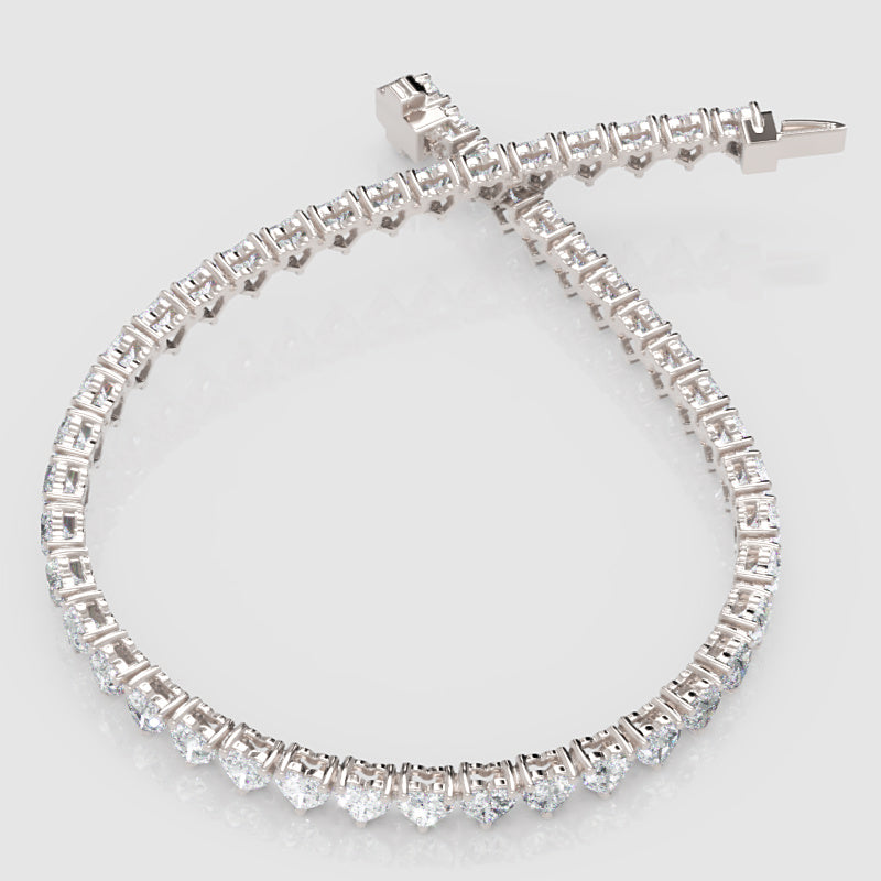 Rose Gold Heart Shaped Diamond Tennis Bracelet - Nine