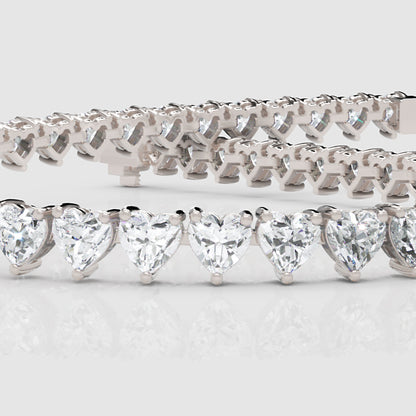 Rose Gold Heart Shaped Diamond Tennis Bracelet - Ten