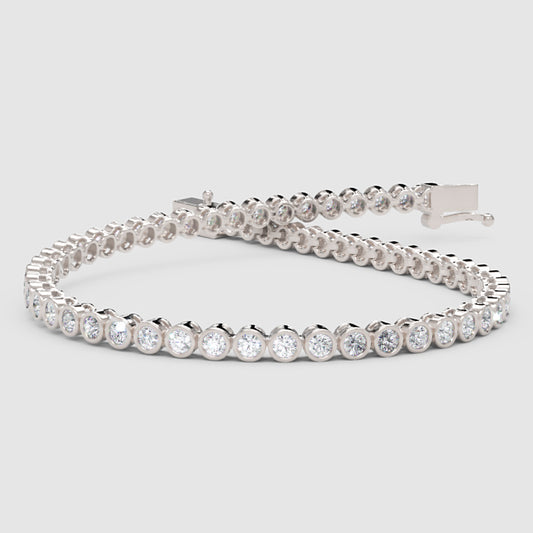 Bezel Set Diamond Tennis Bracelet in White Gold