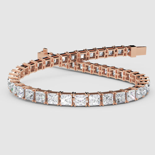 Princess Cut Diamond Tennis Bracelet in Rose Gold