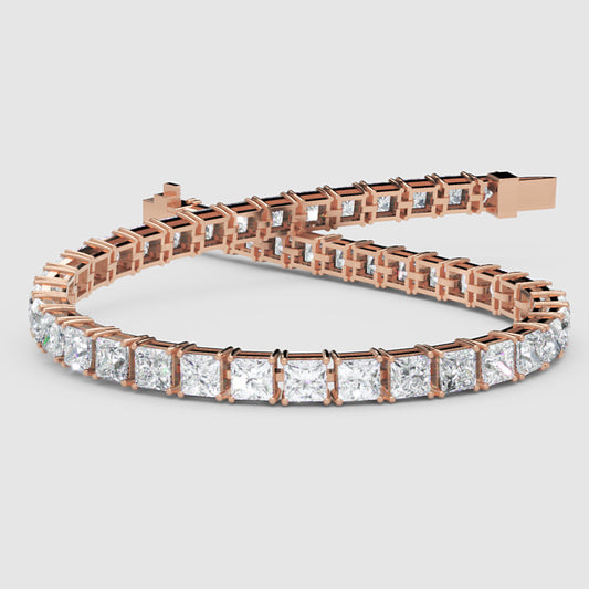 Princess Cut Diamond Tennis Bracelet in Rose Gold