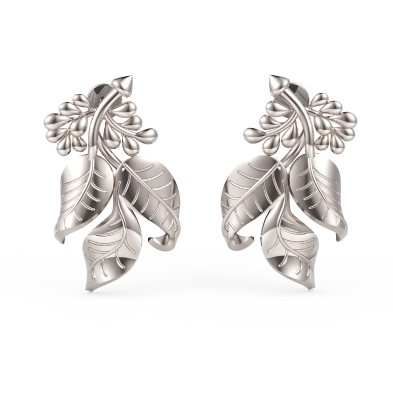 Gold Leaf Cluster Stud Earrings 15Mm Nature Inspired Design - One