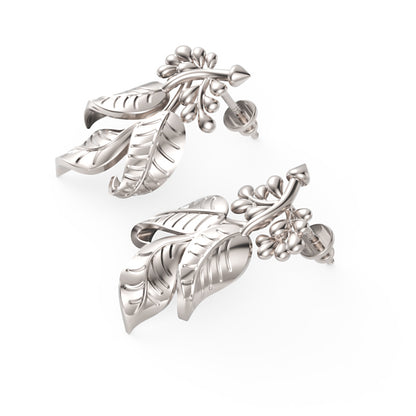 Gold Leaf Cluster Stud Earrings 15Mm Nature Inspired Design - Three