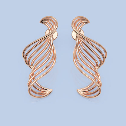 Spiral Twist Drop Earrings In Gold - Five