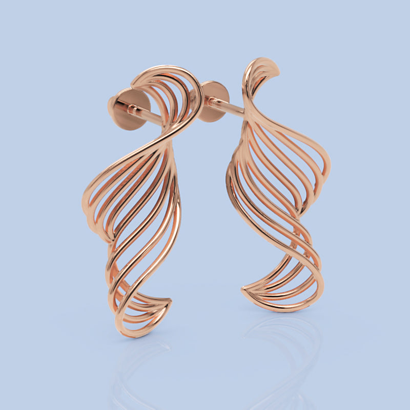 Spiral Twist Drop Earrings In Gold - Six