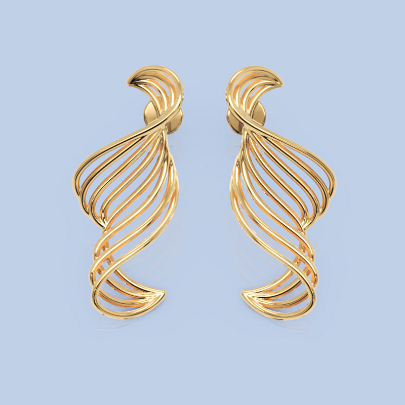Spiral Twist Drop Earrings In Gold - Seven
