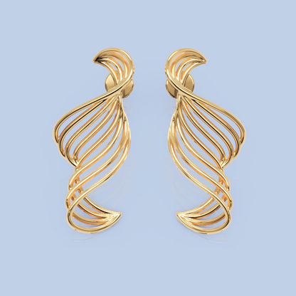 Spiral Twist Drop Earrings In Gold - Seven