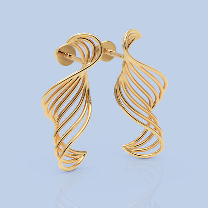 Spiral Twist Drop Earrings In Gold - Eight