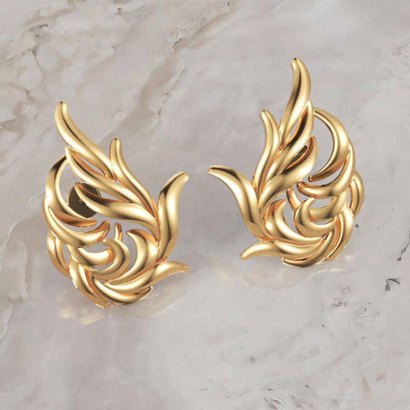 15 Mm Gold Twisted Art Earring - Eight