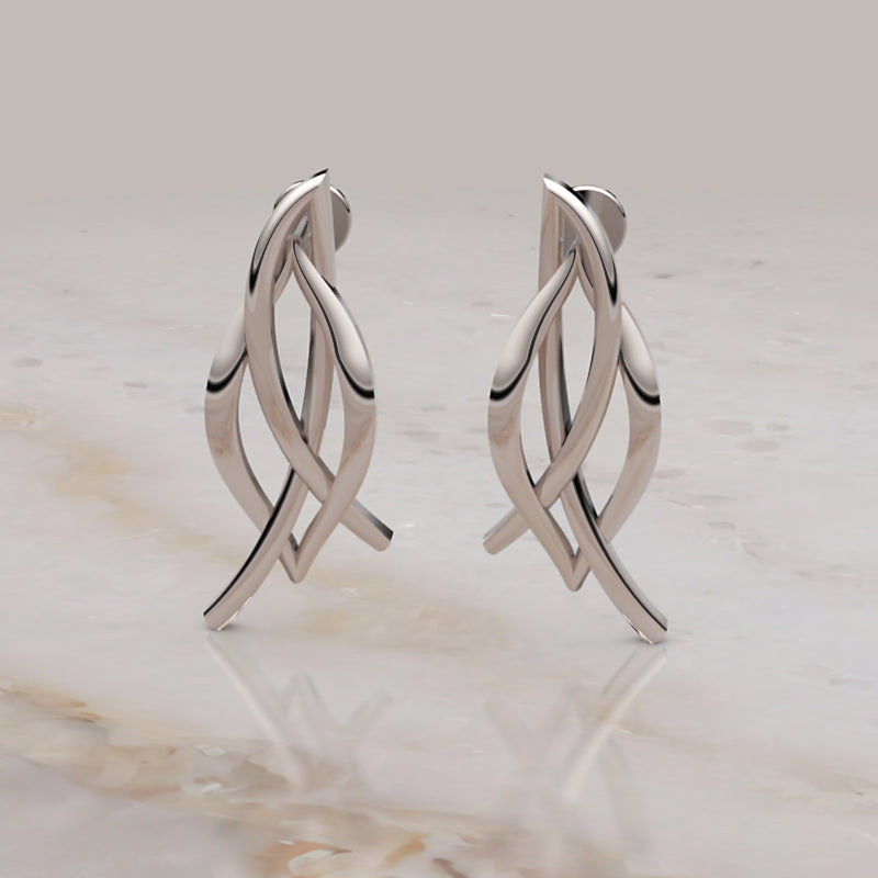 Gold Twisted Knot Stud Earrings Women Jewelry - One