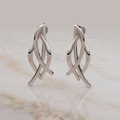 Gold Twisted Knot Stud Earrings Women Jewelry - One