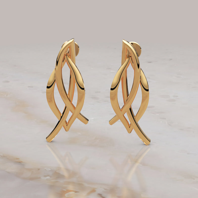 Gold Twisted Knot Stud Earrings Women Jewelry - Seven