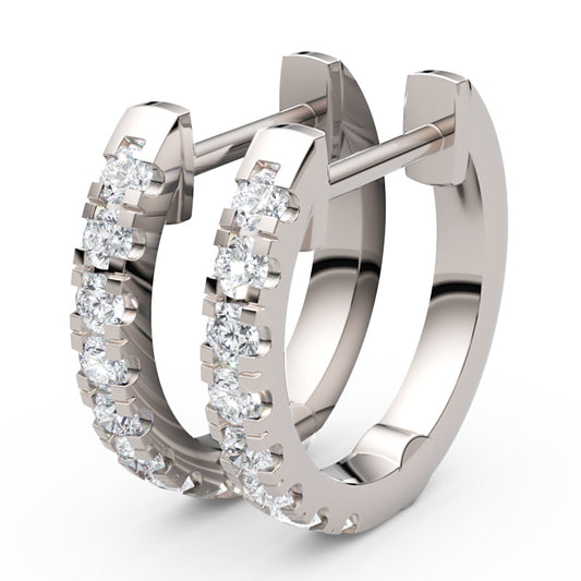 Diamond Huggie Hoop Earrings in White Gold