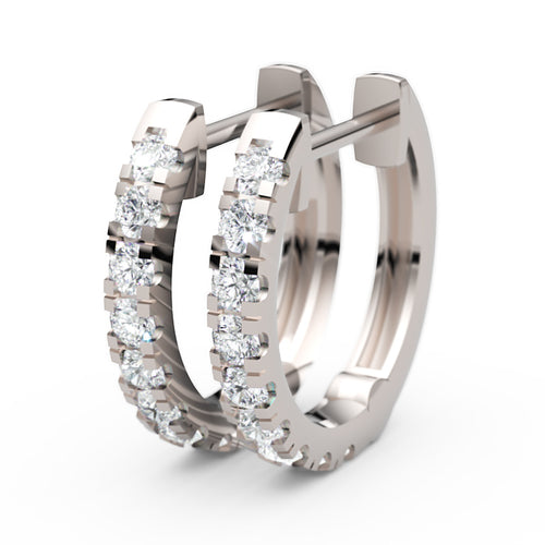 White Gold Diamond Huggie Hoop Earrings