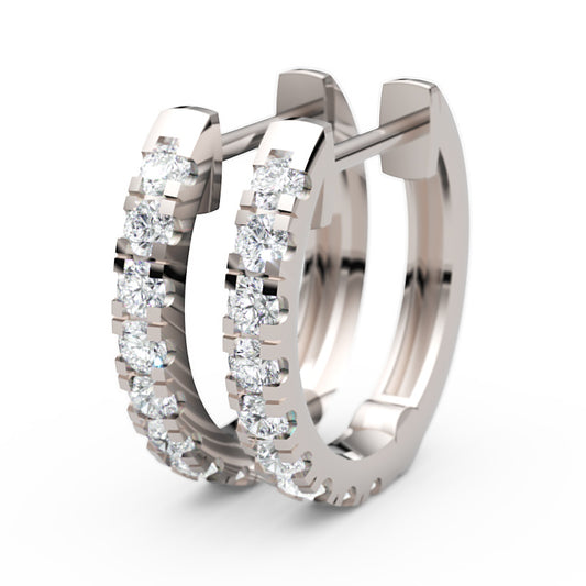 White Gold Diamond Huggie Hoop Earrings