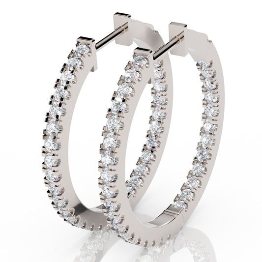 Diamond InsideOut Hoop Earrings in White Gold
