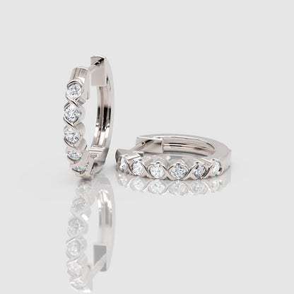Rose Gold Diamond Hoops With Stone Setting - Five