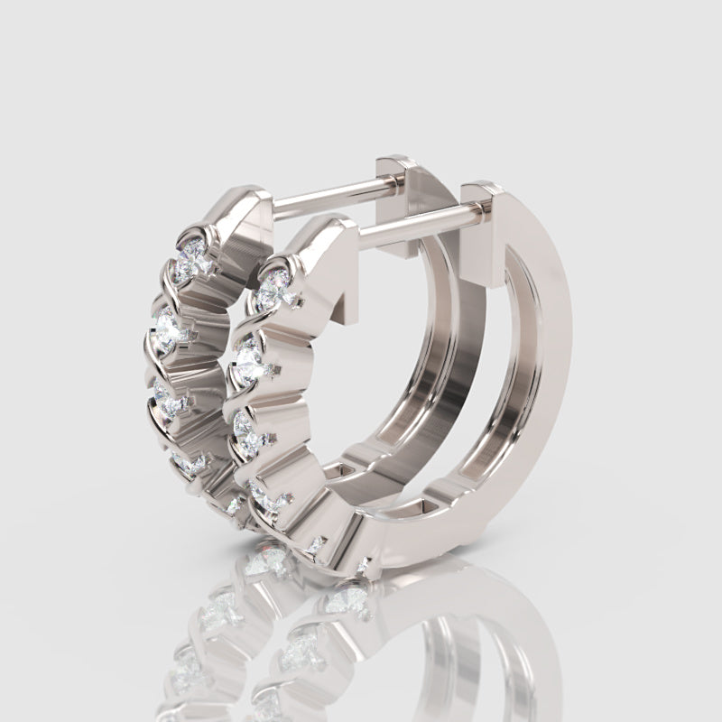 Rose Gold Diamond Hoops With Stone Setting - Seven