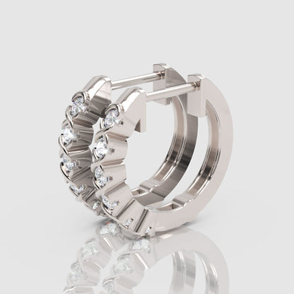 Rose Gold Diamond Hoops With Stone Setting - Seven