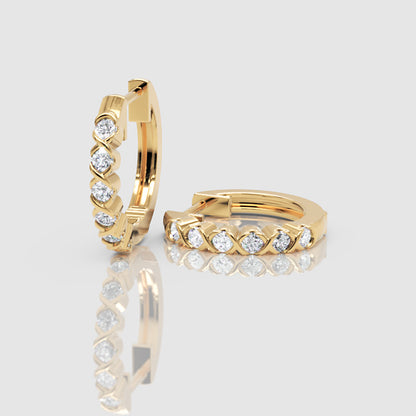 Rose Gold Diamond Hoops With Stone Setting - Nine