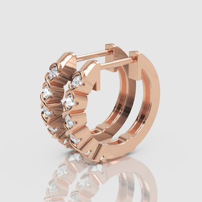 Rose Gold Diamond Hoops With Stone Setting - Four