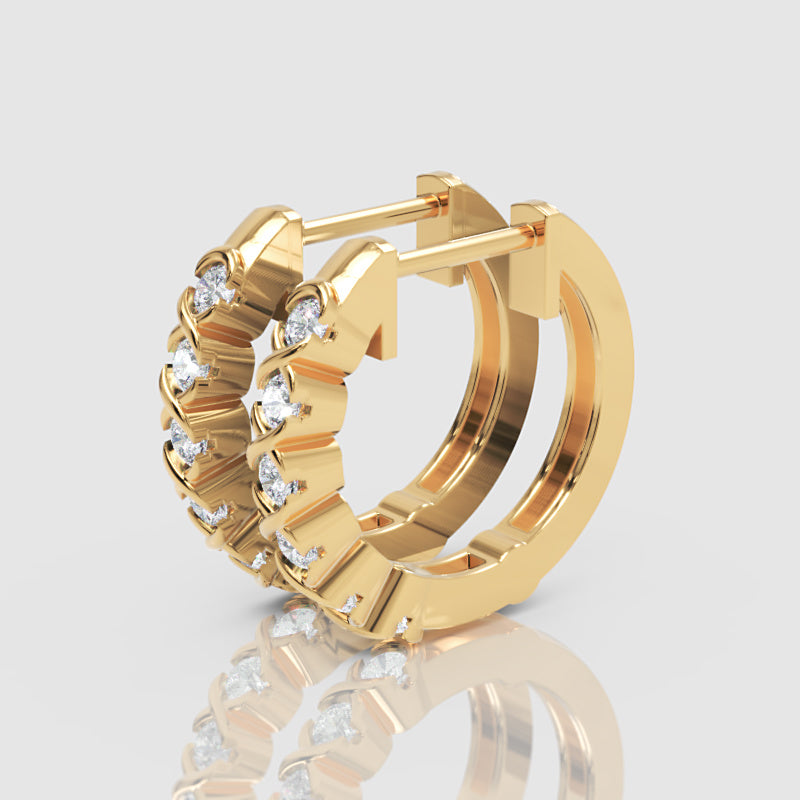 Rose Gold Diamond Hoops With Stone Setting - Ten