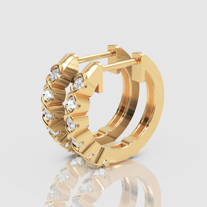 Rose Gold Diamond Hoops With Stone Setting - Ten